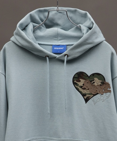 SEQUENZ（シークエンズ）の「【SEQUENZ/シークエンズ】TRIBAL HEART P/K（パーカー・メンズ・ブラウン/杢グレー/ブラック/サックスブルー・S/M/L）」の9枚目の写真