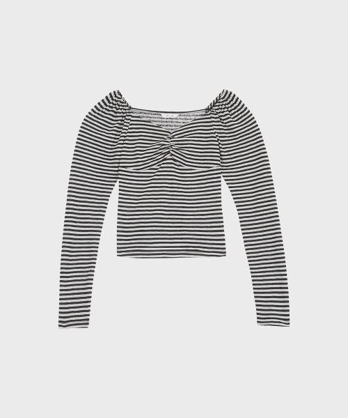 ALKI ALKA(アルキアルカ)の「Heart-neck Long Sleeve (Stripe Black)(Tシャツ/カットソー・レディース・ブラックミックス・FREE)」の4枚目の写真