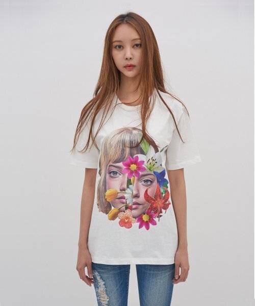 ICONOGRAPHY(アイコノグラフィー)の「SURREALISM MOVEMENT OVERFLOWER2 IVY(Tシャツ/カットソー・レディース・アイボリー・SMALL/MEDIUM/LARGE/X-LARGE)」の2枚目の写真