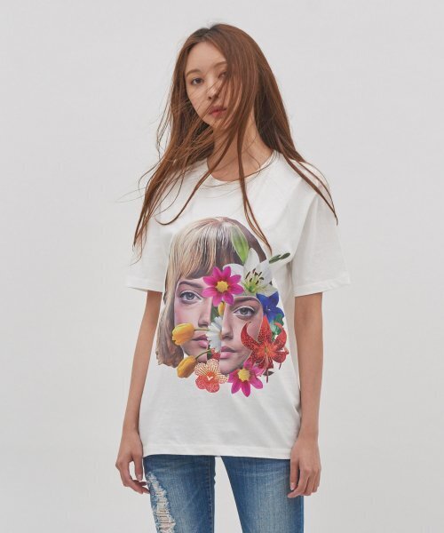 ICONOGRAPHY(アイコノグラフィー)の「SURREALISM MOVEMENT OVERFLOWER2 IVY(Tシャツ/カットソー・レディース・アイボリー・SMALL/MEDIUM/LARGE/X-LARGE)」の3枚目の写真