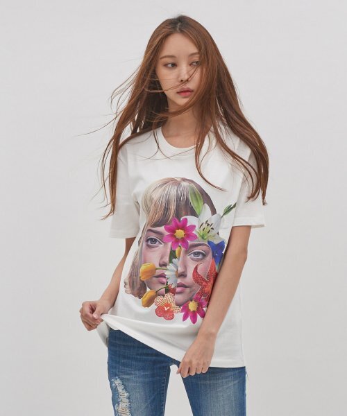 ICONOGRAPHY(アイコノグラフィー)の「SURREALISM MOVEMENT OVERFLOWER2 IVY(Tシャツ/カットソー・レディース・アイボリー・SMALL/MEDIUM/LARGE/X-LARGE)」の4枚目の写真