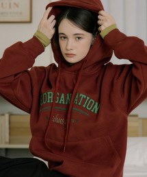 EOT NEEDLEWORK LOGO HOOD BRICK RED
