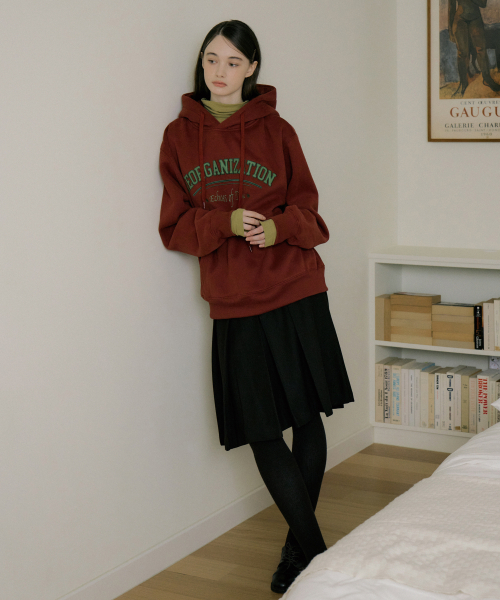 REORG（リオルグ）の「EOT NEEDLEWORK LOGO HOOD BRICK RED（パーカー・レディース・その他・MEDIUM/LARGE）」の4枚目の写真