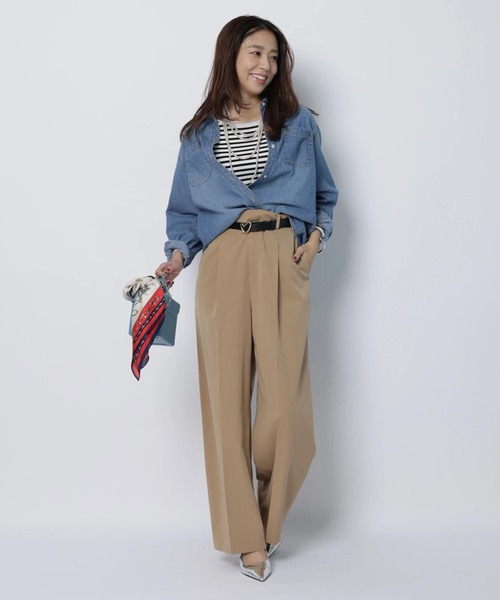 JUSGLITTY（ジャスグリッティー）の「デニムリボン付シャツ（シャツ/ブラウス・レディース・サックスブルー/ピンク/ライトブルー・2/1）」の10枚目の写真