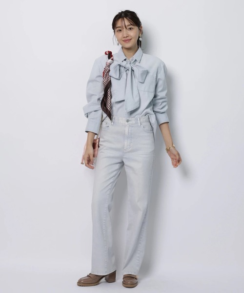 JUSGLITTY（ジャスグリッティー）の「デニムリボン付シャツ（シャツ/ブラウス・レディース・サックスブルー/ピンク/ライトブルー・2/1）」の16枚目の写真