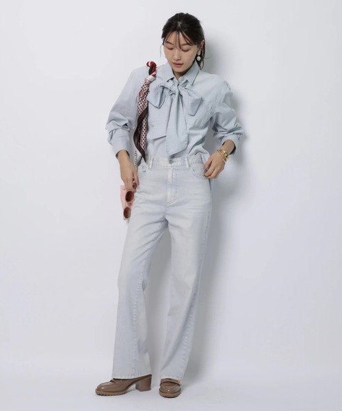 JUSGLITTY（ジャスグリッティー）の「デニムリボン付シャツ（シャツ/ブラウス・レディース・サックスブルー/ピンク/ライトブルー・2/1）」の17枚目の写真