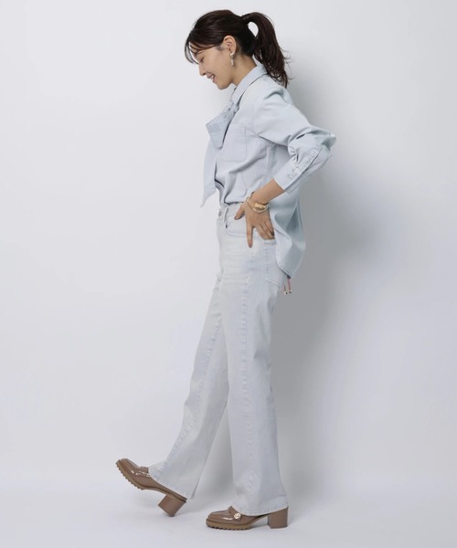 JUSGLITTY（ジャスグリッティー）の「デニムリボン付シャツ（シャツ/ブラウス・レディース・サックスブルー/ピンク/ライトブルー・2/1）」の18枚目の写真