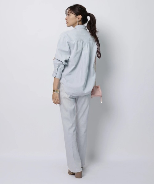 JUSGLITTY（ジャスグリッティー）の「デニムリボン付シャツ（シャツ/ブラウス・レディース・サックスブルー/ピンク/ライトブルー・2/1）」の19枚目の写真