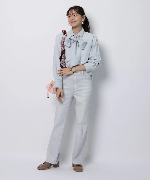 JUSGLITTY（ジャスグリッティー）の「デニムリボン付シャツ（シャツ/ブラウス・レディース・サックスブルー/ピンク/ライトブルー・2/1）」の20枚目の写真