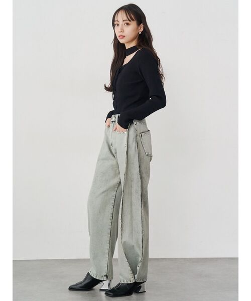 MURUA（ムルーア）の「フロントレースアップニット（ニット/セーター・レディース・ブルー/グレー/ブラック・FREE）」の9枚目の写真