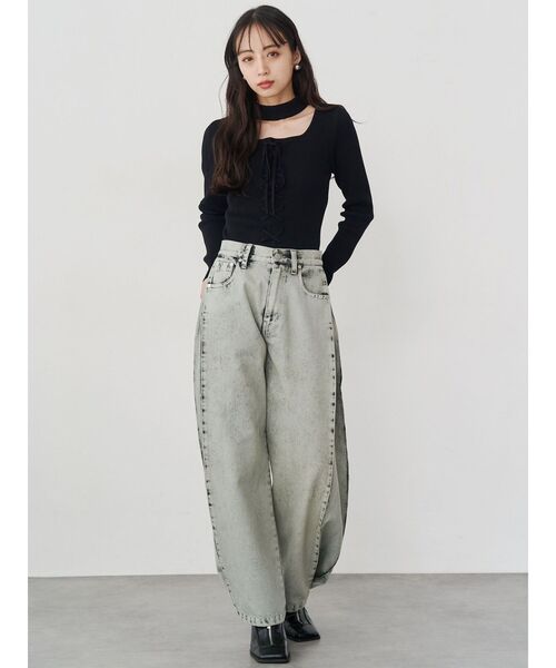 MURUA（ムルーア）の「フロントレースアップニット（ニット/セーター・レディース・ブルー/グレー/ブラック・FREE）」の10枚目の写真