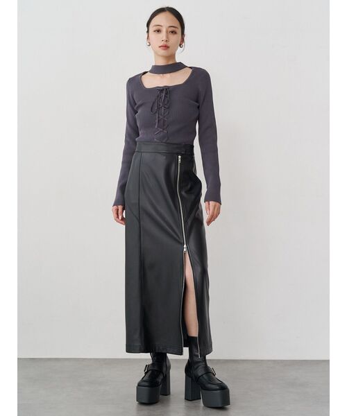 MURUA（ムルーア）の「フロントレースアップニット（ニット/セーター・レディース・ブルー/グレー/ブラック・FREE）」の12枚目の写真