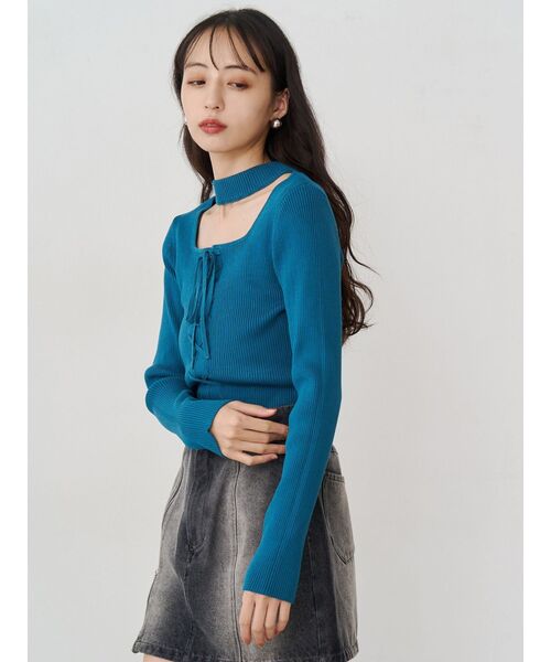 MURUA（ムルーア）の「フロントレースアップニット（ニット/セーター・レディース・ブルー/グレー/ブラック・FREE）」の16枚目の写真