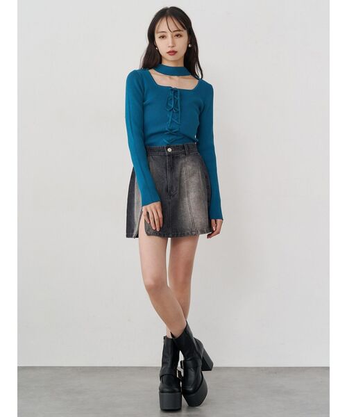 MURUA（ムルーア）の「フロントレースアップニット（ニット/セーター・レディース・ブルー/グレー/ブラック・FREE）」の17枚目の写真