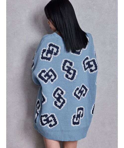 GYDA（ジェイダ）の「GG FRAME ニットトップス（ニット/セーター・レディース・ピンク/ブルー/オフホワイト/ブラック・FREE）」の6枚目の写真