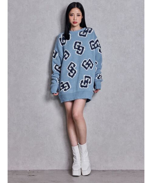 GYDA（ジェイダ）の「GG FRAME ニットトップス（ニット/セーター・レディース・ピンク/ブルー/オフホワイト/ブラック・FREE）」の7枚目の写真