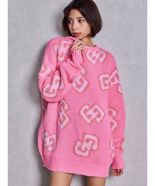 GYDA（ジェイダ）の「GG FRAME ニットトップス（ニット/セーター・レディース・ピンク/ブルー/オフホワイト/ブラック・FREE）」の11枚目の写真