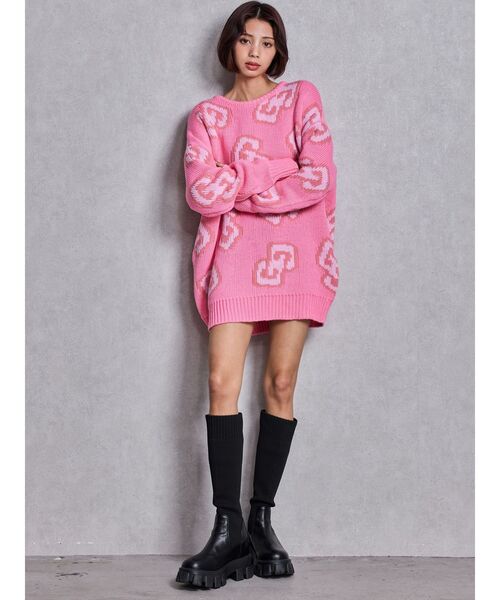 GYDA（ジェイダ）の「GG FRAME ニットトップス（ニット/セーター・レディース・ピンク/ブルー/オフホワイト/ブラック・FREE）」の13枚目の写真