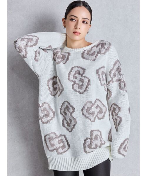 GYDA（ジェイダ）の「GG FRAME ニットトップス（ニット/セーター・レディース・ピンク/ブルー/オフホワイト/ブラック・FREE）」の20枚目の写真