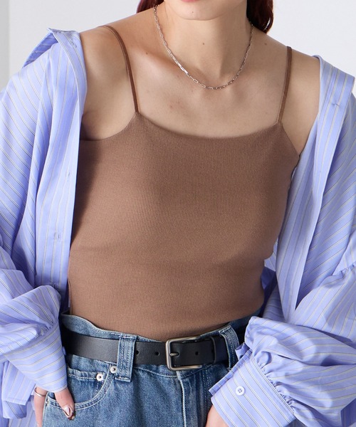 BONLECILL（ボンルシール）の「カップ付きバックオープンキャミソール（アジャスター付き）（キャミソール・レディース・モカ/ベージュ/ネイビー/オレンジ/ミント/ブラウン/レッド/ピンク/アイボリー/ブラック/チャコールグレー/ブルー・S/M/L/LL）」の5枚目の写真