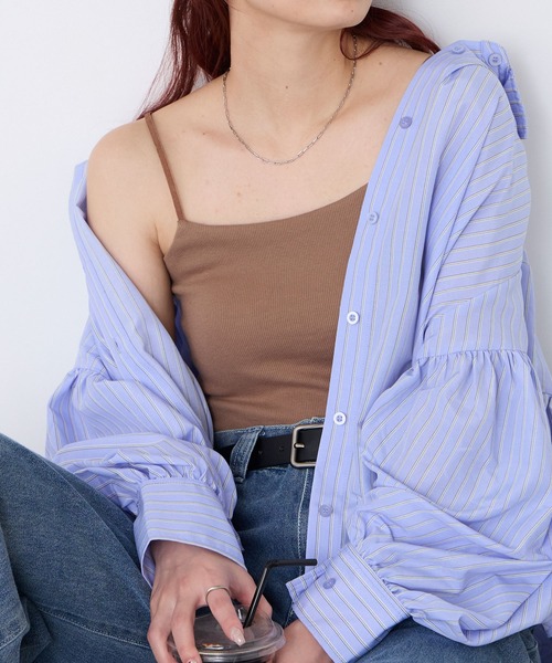 BONLECILL（ボンルシール）の「カップ付きバックオープンキャミソール（アジャスター付き）（キャミソール・レディース・モカ/ベージュ/ネイビー/オレンジ/ミント/ブラウン/レッド/ピンク/アイボリー/ブラック/チャコールグレー/ブルー・S/M/L/LL）」の15枚目の写真