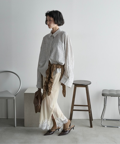 THE YOn（ザヨン）の「レースヘムベロアナロースカート（スカート・レディース・オフホワイト/イエロー/モカ・FREE）」の10枚目の写真