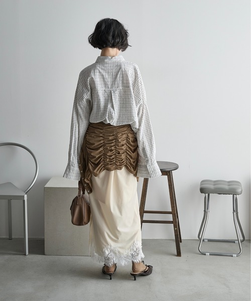 THE YOn（ザヨン）の「レースヘムベロアナロースカート（スカート・レディース・オフホワイト/イエロー/モカ・FREE）」の12枚目の写真