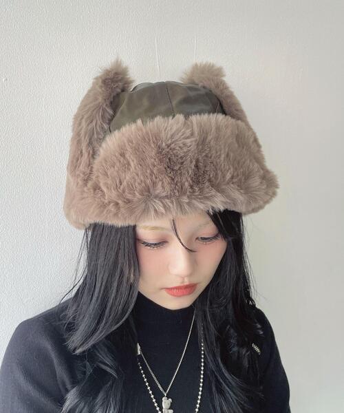 WEGO(ウィゴー)の「WEGO/ヴィンテージPUフライトキャップ(キャップ・レディース・ブラック/ブラウン・FREE)」の4枚目の写真