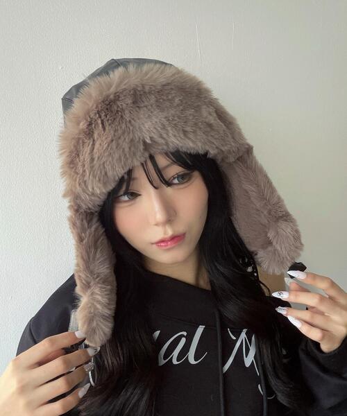 WEGO(ウィゴー)の「WEGO/ヴィンテージPUフライトキャップ(キャップ・レディース・ブラック/ブラウン・FREE)」の5枚目の写真