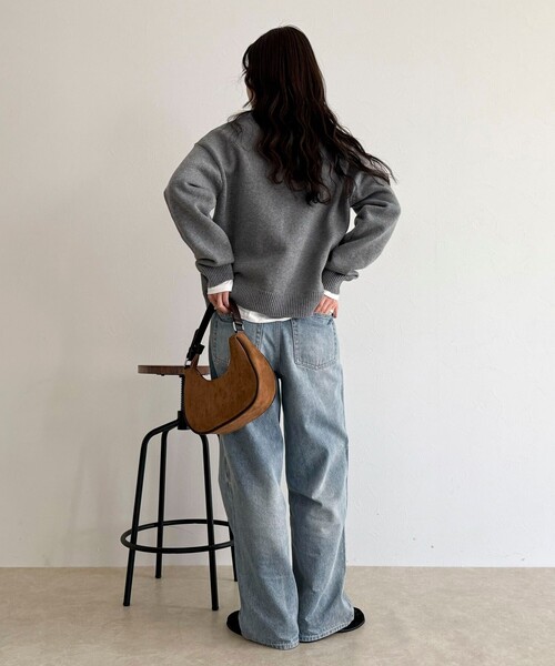 fredy emue（フレディエミュ）の「メッセージニットカーディガン（カーディガン/ボレロ・レディース・ネイビー/グレー/カーキ・38）」の5枚目の写真