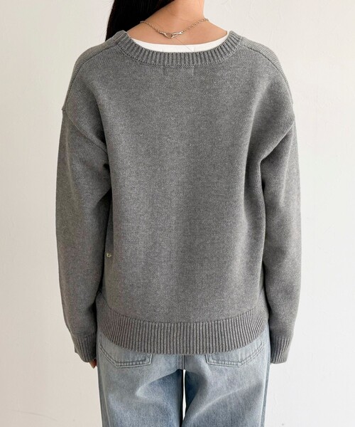 fredy emue（フレディエミュ）の「メッセージニットカーディガン（カーディガン/ボレロ・レディース・ネイビー/グレー/カーキ・38）」の14枚目の写真