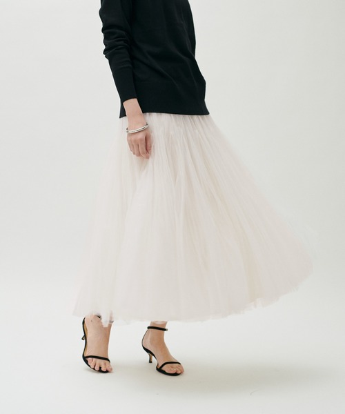 LARUTA(ラルータ)の「【LARUTA】ダブルマチボリュームチュールスカート(スカート・レディース・オフホワイト/チャコールグレー/ピンク系その他/グレイッシュベージュ・FREE)」の2枚目の写真
