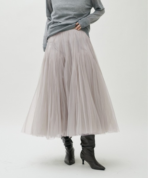 LARUTA(ラルータ)の「【LARUTA】ダブルマチボリュームチュールスカート(スカート・レディース・オフホワイト/チャコールグレー/ピンク系その他/グレイッシュベージュ・FREE)」の4枚目の写真