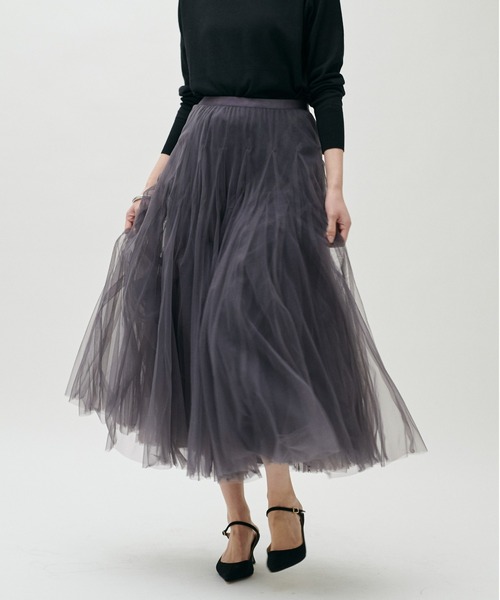 LARUTA(ラルータ)の「【LARUTA】ダブルマチボリュームチュールスカート(スカート・レディース・オフホワイト/チャコールグレー/ピンク系その他/グレイッシュベージュ・FREE)」の3枚目の写真
