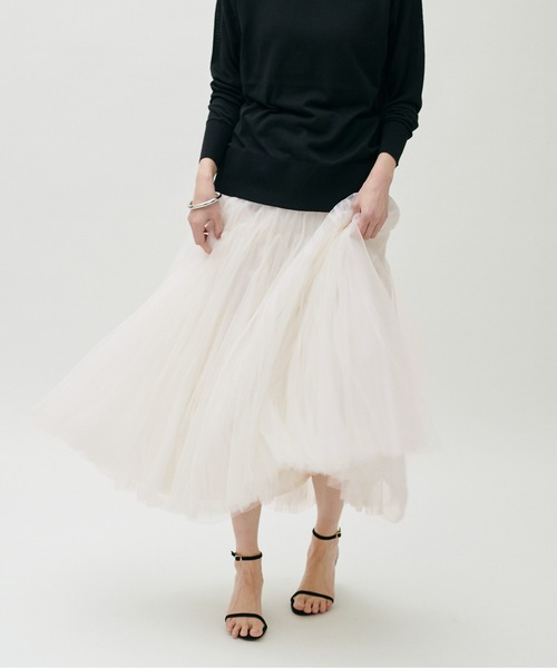 LARUTA(ラルータ)の「【LARUTA】ダブルマチボリュームチュールスカート(スカート・レディース・オフホワイト/チャコールグレー/ピンク系その他/グレイッシュベージュ・FREE)」の6枚目の写真