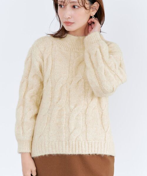 COHINA（コヒナ）の「スパンコールローゲージゆるニット 【低身長・小柄女性】（ニット/セーター・レディース・ベージュ/グレー/ブルー・ONE SIZE）」の3枚目の写真