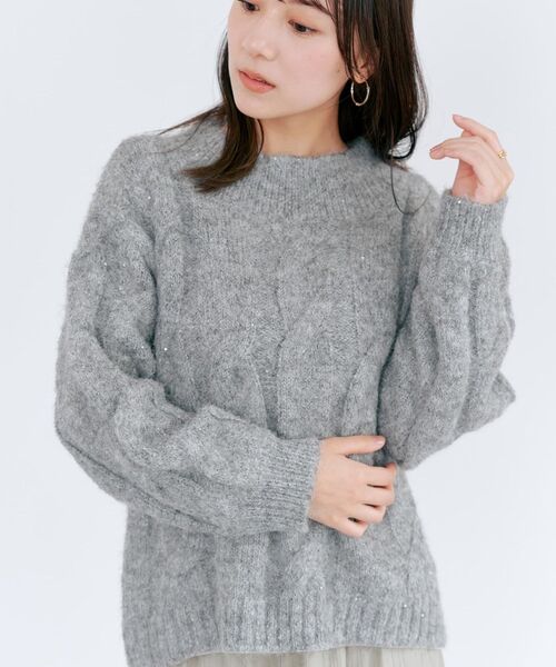 COHINA（コヒナ）の「スパンコールローゲージゆるニット 【低身長・小柄女性】（ニット/セーター・レディース・ベージュ/グレー/ブルー・ONE SIZE）」の11枚目の写真