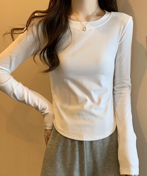SallyLunn(サリーラン)の「ラウンドヘムベーシックトップス(Tシャツ/カットソー・レディース・ホワイト/スミクロ・MEDIUM/LARGE)」の7枚目の写真