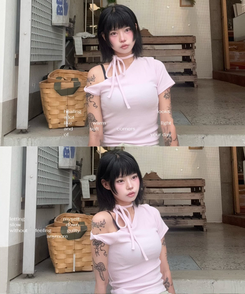 CATTLINE（カトリン）の「オフショルダーねじり半袖Tシャツ（ピンク）（Tシャツ/カットソー・レディース・その他・FREE）」の16枚目の写真