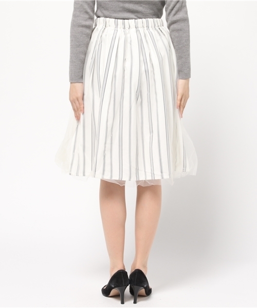 Every very nice claup（エブリィベリーナイスクラップ）の「チュール×ストライプｐｔＳＫ（スカート・レディース・オフホワイト/カーキ/ネイビー・FREE）」の7枚目の写真