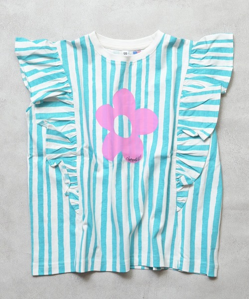 Life Support Products（ライフサポートプロダクツ）の「【COTTON from U.S.A】ラッフルＴシャツ（Tシャツ/カットソー・キッズ・ライトブルー/ホワイト系その他/レッド系その他/ピンク系その他・100/130/120/95/90/80/110/150/140）」の3枚目の写真