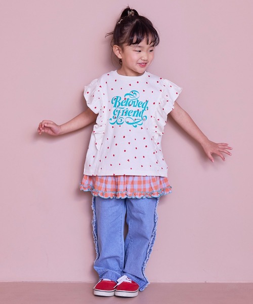 Life Support Products（ライフサポートプロダクツ）の「【COTTON from U.S.A】ラッフルＴシャツ（Tシャツ/カットソー・キッズ・ライトブルー/ホワイト系その他/レッド系その他/ピンク系その他・100/130/120/95/90/80/110/150/140）」の9枚目の写真