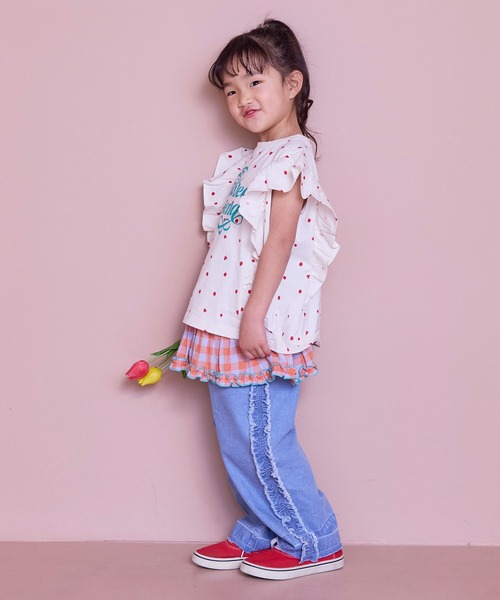 Life Support Products（ライフサポートプロダクツ）の「【COTTON from U.S.A】ラッフルＴシャツ（Tシャツ/カットソー・キッズ・ライトブルー/ホワイト系その他/レッド系その他/ピンク系その他・100/130/120/95/90/80/110/150/140）」の10枚目の写真