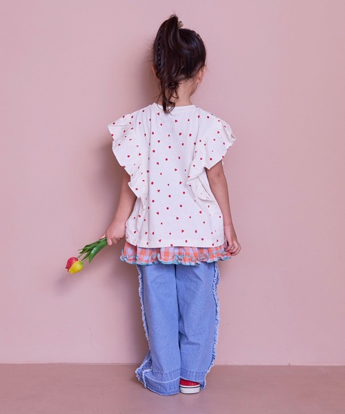 Life Support Products（ライフサポートプロダクツ）の「【COTTON from U.S.A】ラッフルＴシャツ（Tシャツ/カットソー・キッズ・ライトブルー/ホワイト系その他/レッド系その他/ピンク系その他・100/130/120/95/90/80/110/150/140）」の11枚目の写真