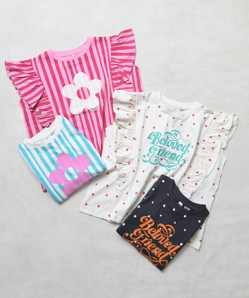 Life Support Products（ライフサポートプロダクツ）の「【COTTON from U.S.A】ラッフルＴシャツ（Tシャツ/カットソー・キッズ・ライトブルー/ホワイト系その他/レッド系その他/ピンク系その他・100/130/120/95/90/80/110/150/140）」の5枚目の写真