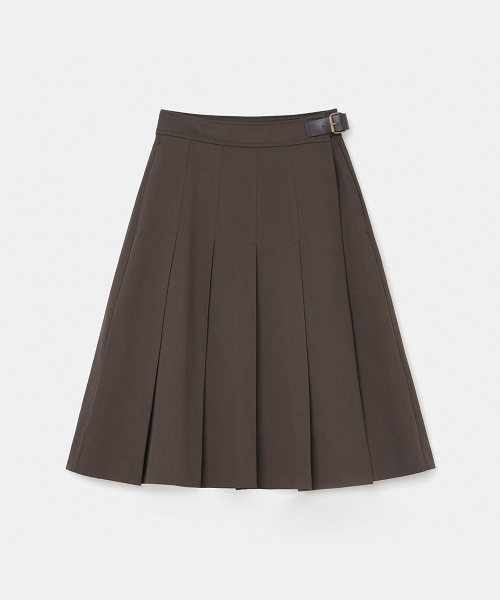 UNIFORM BRIDGE(ユニフォームブリッジ)の「pleats wrap skirt(womens) dark brown(スカート・レディース・その他・S/M)」の1枚目の写真