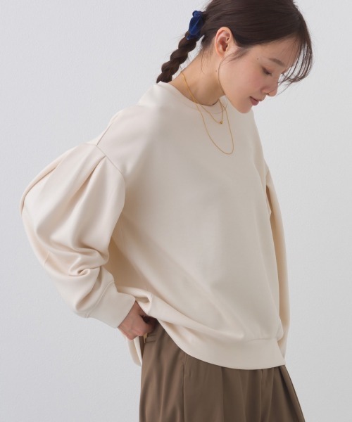 OMNES（オムネス）の「ソフトポンチ袖タック長袖トップス UVカット花粉リリース付（Tシャツ/カットソー・レディース・ブラック/ライトピンク/ベージュ/ライトグレー・FREE）」の3枚目の写真