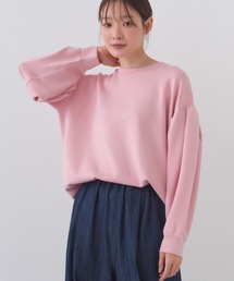 ソフトポンチ袖タック長袖トップス UVカット花粉リリース付