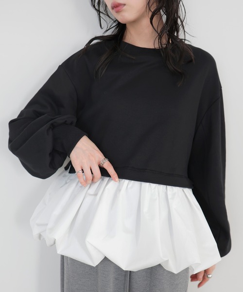 LIAN（リアン）の「バルーンペプラムスウェット（スウェット・レディース・ブラック/グレー/ホワイト系その他・FREE）」の2枚目の写真