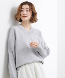 grove | ラフさときれいめを両立する、大人のスウェットライクVネックニット(ニット/セーター)